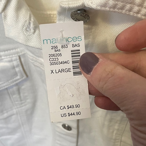 NWT Women's Maurice’s White Denim Jacket - Picture 5 of 5
